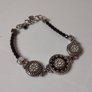 8 Inch Reversible Silver Tone And Black Brighton Bracelet